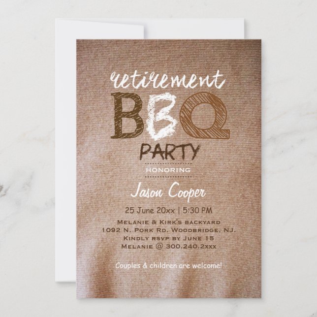 Backyard Retirement BBQ Party Invitation (Front)