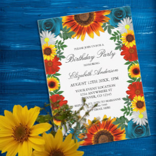 Backyard Summer Floral Birthday Invitation