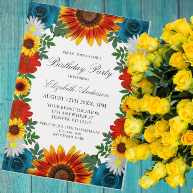 Backyard Summer Floral Birthday Vellum Invitations (Creator Uploaded)