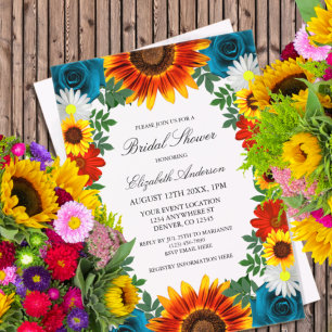 Backyard Summer Floral Bridal Shower Acrylic Invitations