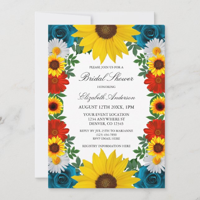 Backyard Summer Floral Bridal Shower Invitation (Front)