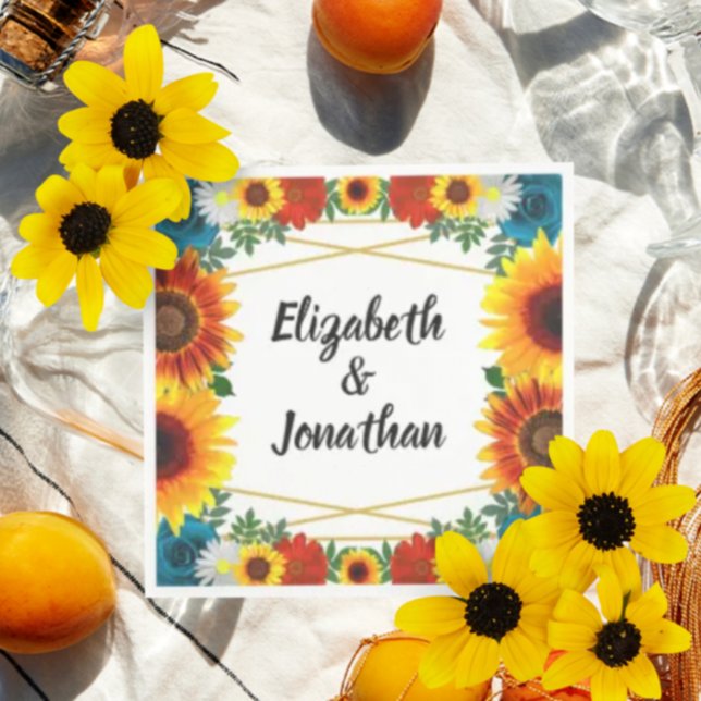 Backyard Summer Floral Geometric Napkin (Creator Uploaded)