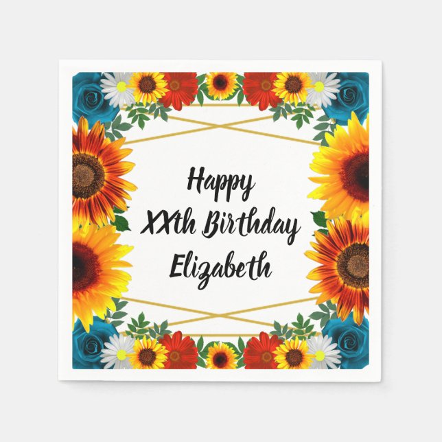 Backyard Summer Floral Geometric Napkins (Front)