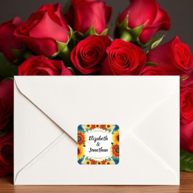 Backyard Summer Floral Geometric Square Sticker (Creator Uploaded)