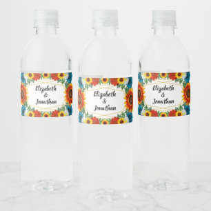 Backyard Summer Floral Geometric Water Bottle Label