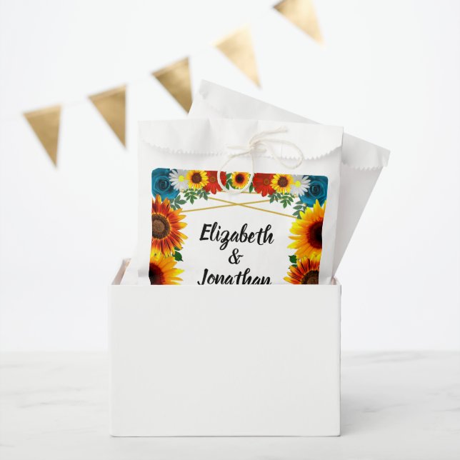 Backyard Summer Floral Geometric Wedding Favour Bags (Party)