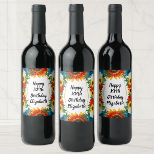 Backyard Summer Floral Geometric Wine Label (Creator Uploaded)
