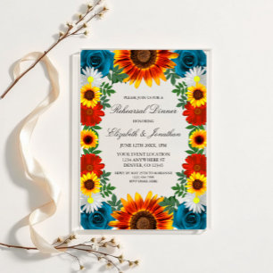 Backyard Summer Floral Rehearsal Dinner Acrylic Invitations
