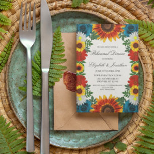 Backyard Summer Floral Rehearsal Dinner Invitation