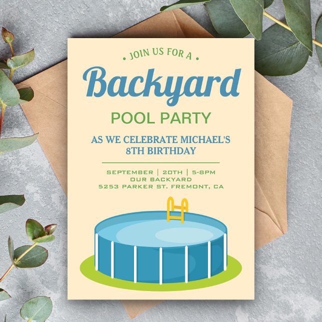 Backyard Swimming Pool Birthday Party Invitation (Creator Uploaded)