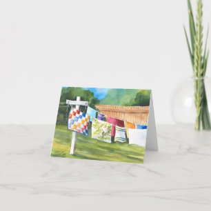 Backyard Washline Note Card