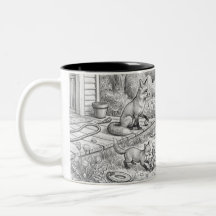 Backyard Wildlife Pencil Sketch Two-Tone Coffee Mu