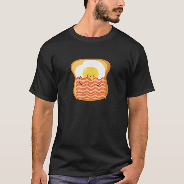 Bacon and Egg in Bed Fried Egg Sleeping Shirt Paja (Front)