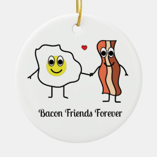 Bacon and Eggs best friends cartoon breakfast meme Ceramic Tree Decoration