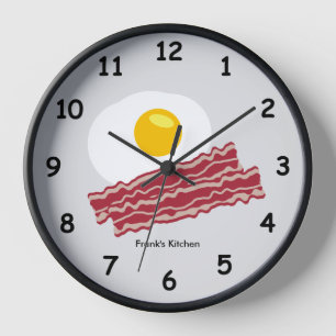 Bacon and eggs custom color kitchen wall clock