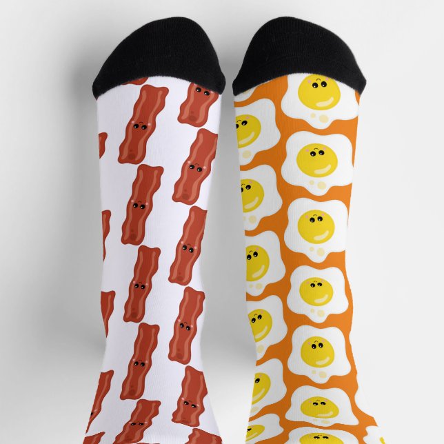 Bacon and Eggs Fun Mismatched Socks (Top)