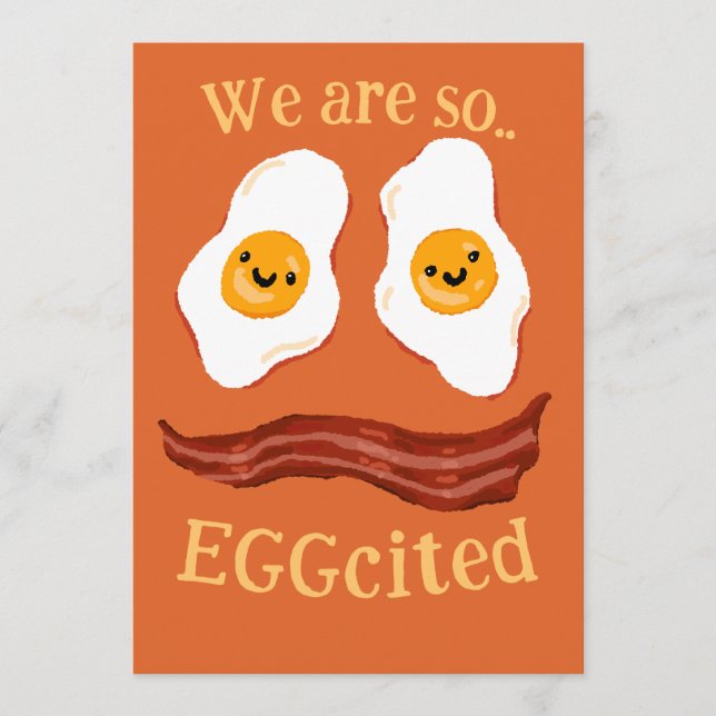 Bacon and eggs funny party invitation announcement (Front)