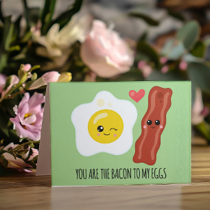 Bacon and Eggs Kawaii Funny Valentines Days Holiday Card