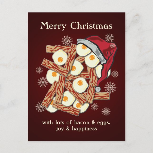 Bacon and Eggs Merry Christmas Holiday Postcard (Front)