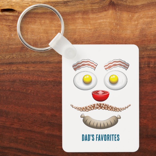 Bacon and Eggs on a Happy Fathers Day Key Ring (Front)