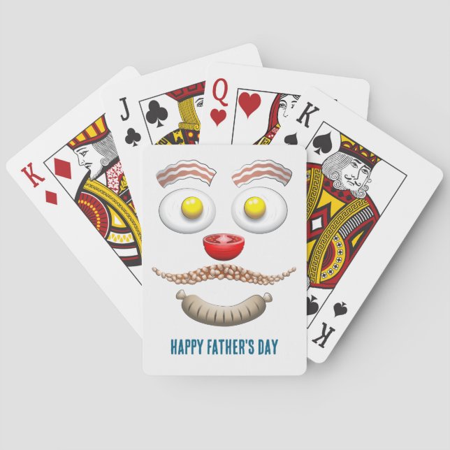 Bacon and Eggs on a Happy Fathers Day Playing Cards (Back)