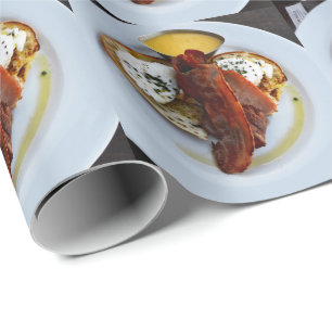 Bacon And Eggs On Love Heart Bread, Wrapping Paper