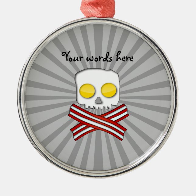 Bacon and eggs skull and crossbones ornament (Front)