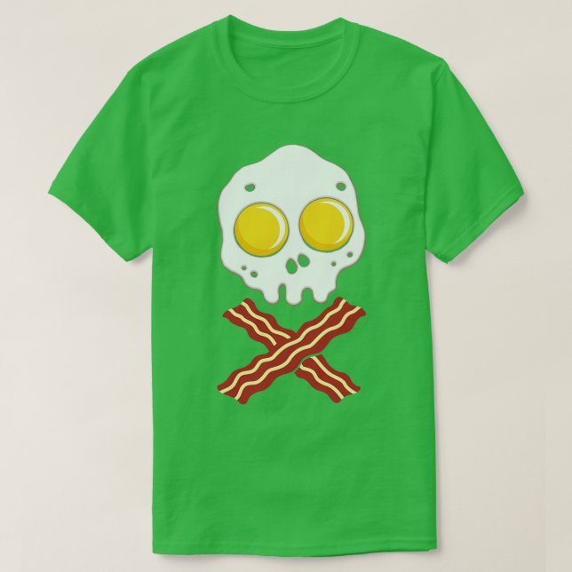 Bacon And Eggs Skull Breakfast Pirate Meat T-Shirt (Design Front)
