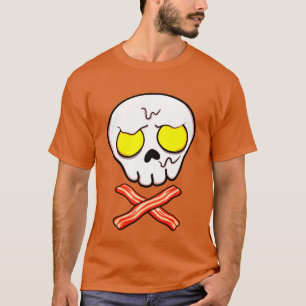 Bacon and Eggs Skull n Crossbones Funny  T-Shirt