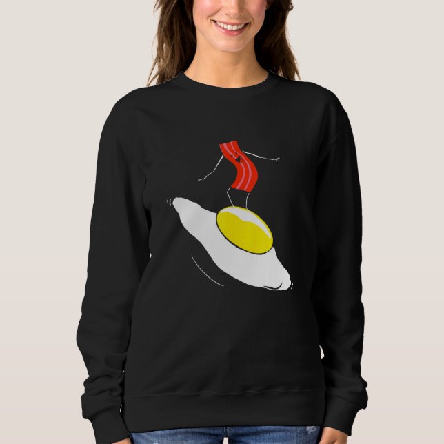 Bacon And Eggs Surfing Egg Crispy Breakfast Surfer Sweatshirt (Front)