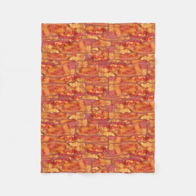 Bacon Background Pattern, Funny Fried Food Fleece Blanket (Front)