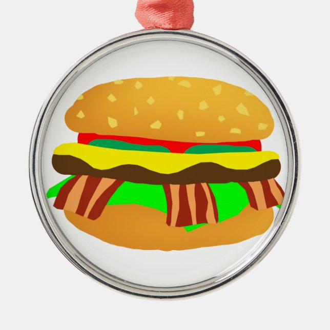 Bacon Cheeseburger Metal Tree Decoration (Front)