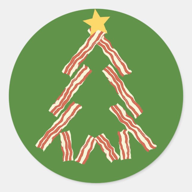 Bacon Christmas Tree Classic Round Sticker (Front)