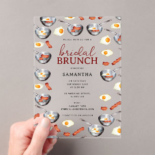 Bacon & Eggs Breakfast Brunch Bridal Shower Acrylic Invitations