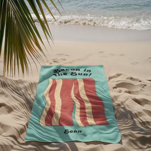 Bacon in the Sun Retro Teal Blue Beach Towel