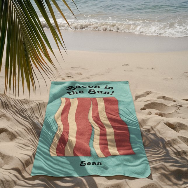 Bacon in the Sun Retro Teal Blue Beach Towel (Creator Uploaded)