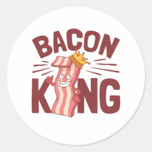 Bacon King Meat Lover Gifts for Men Boy Classic Round Sticker