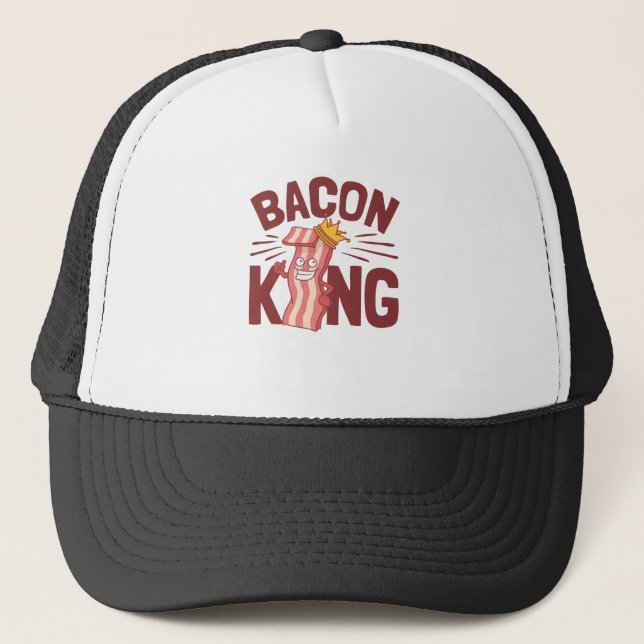 Bacon King Meat Lover Gifts for Men Boy Trucker Hat (Front)
