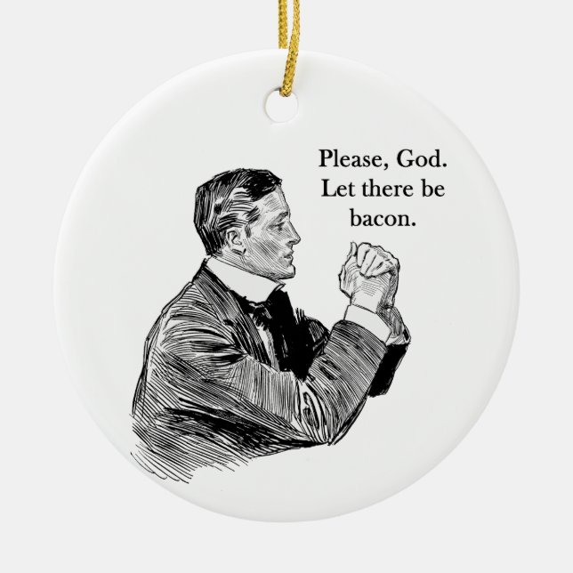 Bacon Let There Be Ceramic Tree Decoration (Front)