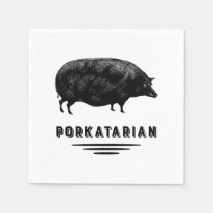 Bacon Lover - Porkatarian - Antique Pig Napkin