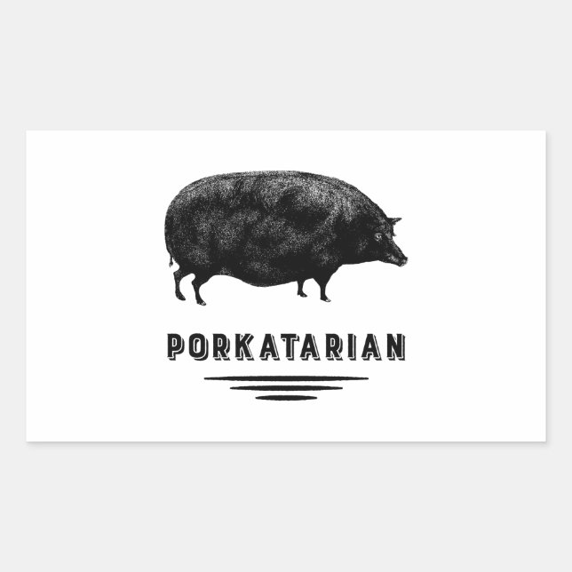 Bacon Lover - Porkatarian - Vintage Pig Rectangular Sticker (Front)