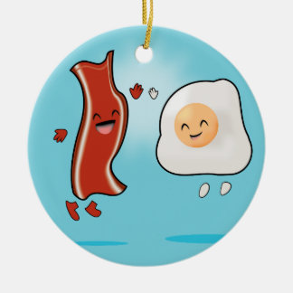 Bacon Loves Eggs Ceramic Tree Decoration