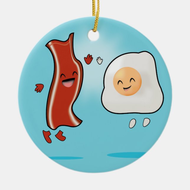 Bacon Loves Eggs Ceramic Tree Decoration (Front)