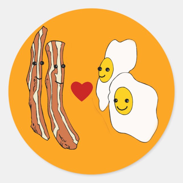 Bacon Loves Eggs Funny Bacon Design Classic Round Sticker (Front)