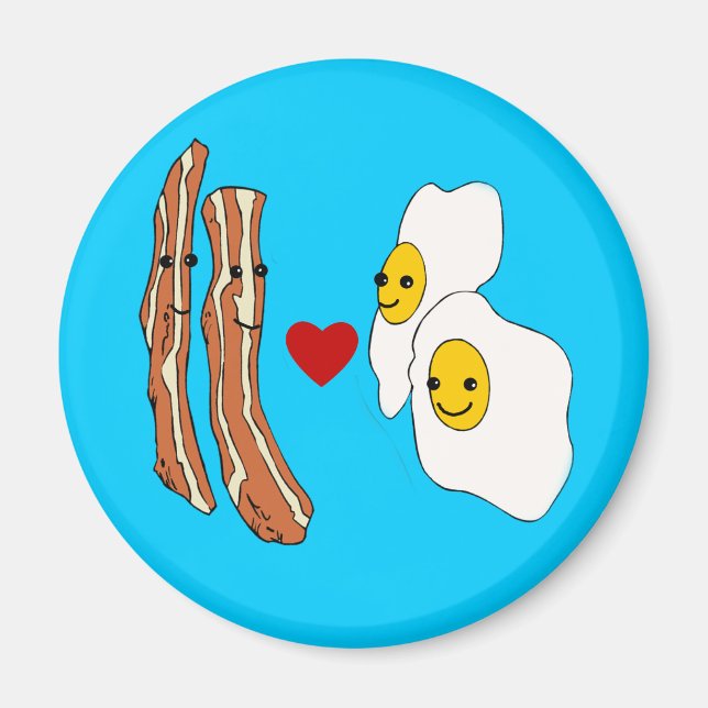 Bacon Loves Eggs Funny Bacon Design Magnet (Front)