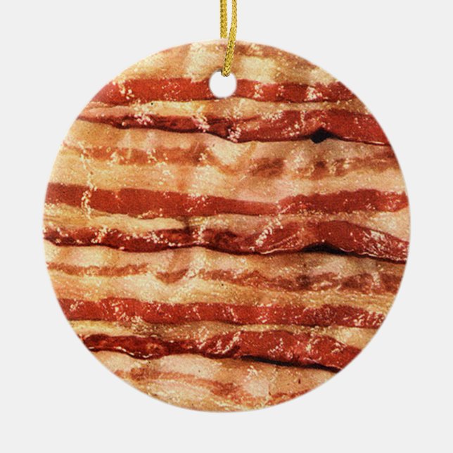 bacon ornament-round ceramic tree decoration (Front)