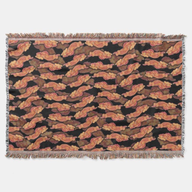 Bacon Pattern Throw Blanket (Front)