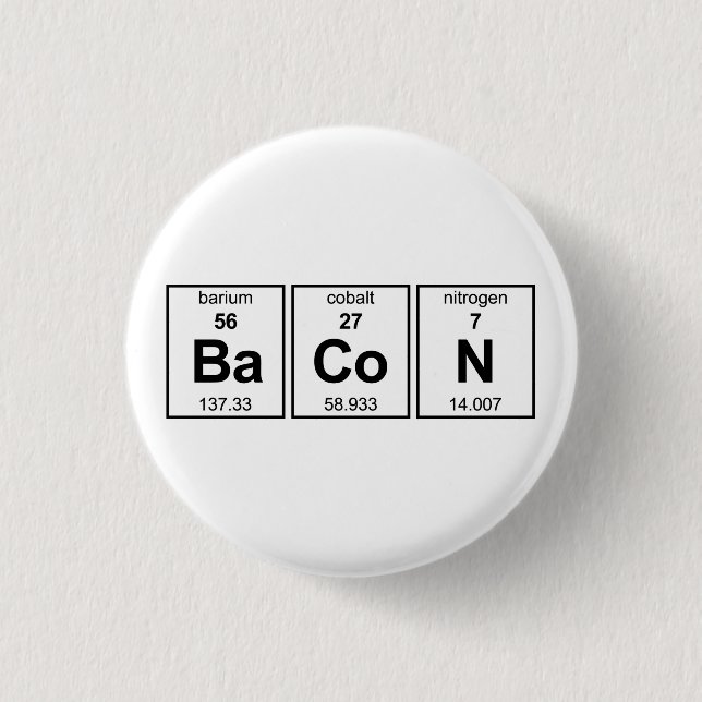 BaCoN Periodic Table 3 Cm Round Badge (Front)