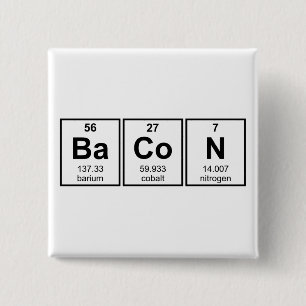 Bacon Periodic Table Element Symbols 15 Cm Square Badge