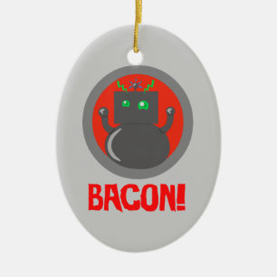 Bacon Robot Ceramic Tree Decoration